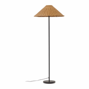 Črna/naravna stoječa svetilka s senčnikom iz ratana (višina 154 cm) Urania – Kave Home