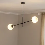 EMIBIG LIGHTING Stropna svetilka Linear, črna/opal, z dvema žarnicama - Dnevna soba/jedilnica - Sodobni - črn, opal - Kovina