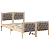Vidaxl Konstrukcija postelje Taupe 135 x 190 cm Masivno borovo les