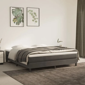Greatstore Box spring postelja z vzmetnico temno siva 160x200 cm žamet