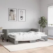 Dnevni krevet na razvlacenje svjetlosivi 80 x 200 cm od tkanine