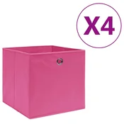 Vidaxl Škatle 4 kosi netkano blago 28x28x28 cm roza
