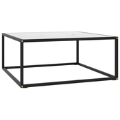 Stolic za kavu crni s bijelim mramornim staklom 80 x 80 x 35 cm