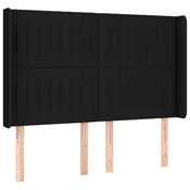 Vidaxl Vzglavje z ušesi črno 147x16x118/128 cm blago