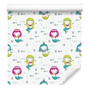Barvita tapeta z motivom morskih deklic za dnevno sobo in spalnico 50x1000 cm