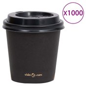 vidaXL Papirnate caše za kavu s poklopcima 120 ml 1000 kom crne