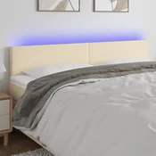 Vidaxl vidaXL Vzglavje postelje z LED diodami kremne barve 180x5x78/88 cm blago
