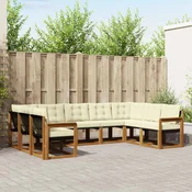 Set vanjskih sofa 9 pcs Prirodna i krem Cvrsto drvo akacije