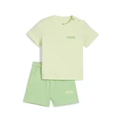 Puma Essentials Logo Tee and Shorts Set Toddler, Green, Size 6-9M, Clothing