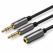 shumee AUX razdelilnik adapter 3,5 mm mini priključek za mikrofon in slušalke črne barve