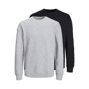 JACK & JONES Majica Bradley  pegasto siva / črna