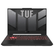 ASUS prenosnik TUF Gaming A15 FA507NVR-LP002 R7 / 16GB / 512GB SSD / 15,6 FHD IPS 144Hz / NVIDIA GeForce RTX 4060 / NoOS (siv) NB15AS00149