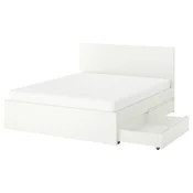 STORKLINTA Posteljni okvir s 4 predali, bela/Lindbaden, 140x200 cm