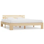Vidaxl Posteljni okvir z vzglavjem 160x200 cm trdna borovina
