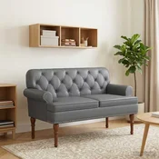 Ljubavni kauc s gumbima Siva 120 x 65 x 77 cm Umjetna koža