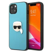 Karl Lagerfeld usnjen ovitek Ikonik Karls Head Metal za iPhone 13 mini - modra