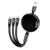 Hoco Kabel 3 v 1 USB-A na Lightning/Micro USB/USB-C Hoco 2 A, 1 m, X78, črn