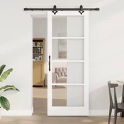 vidaXL Drsna vrata  s kompletom strojne opreme bela 83x211 cm trd les bor