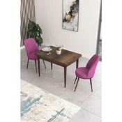 Hanah Home trpezarijski set Nil, sto i 2 stolice, ploca u dekoru drveta Baroque, ljubicasta tkanina Babyface