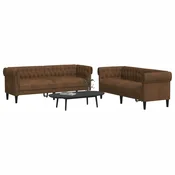 2-dijelni set sofa smeđi od tkanine