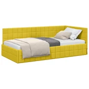 Vidaxl Kotna postelja z vzglavjem Rumena 100 cm x 200 cm Žamet