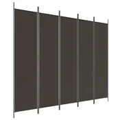 Vidaxl Paravan 5-delni rjav 250x200 cm blago