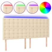 Vidaxl LED posteljno vzglavje krem 180x5x118/128 cm blago