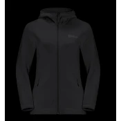 Jack Wolfskin BAISELBERG HOODED FZ W, ženska pohodna jopa, črna 1710772