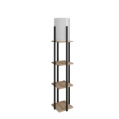 Opviq Podna lampa sa 3 police metal/drvo natural black