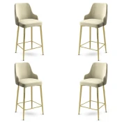 Hanah Home Set barskih stolica Enox, 4 komada, Krem-zlatni
