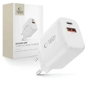 slomart Polnilnik Tech-Protect NCA45W-GAN 2-vratni USB-C/USB-A 45W - bel