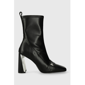 Kožne gležnjace Karl Lagerfeld MASQUE za žene, boja: crna, s debelom potpeticom, KL30760