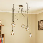 EMIBIG LIGHTING Stropna svetilka Starla decentralizirana 5-kraka, steklo grafit - Dnevna soba/jedilnica - Sodobni - črna, grafitna