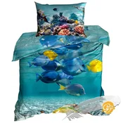 shumee 3D bombažna satenasta posteljnina 140x200cm MORSKIH GLOBIN