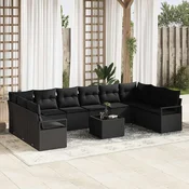 Sjedeća garnitura za vrt 11 kom. Crna poliratan 334 x 177 x 85 cm