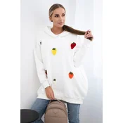 Insulated sweatshirt with ecru strawberry motif