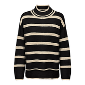 Beige-Black Womens Striped Oversize Sweater JDY Justyna
