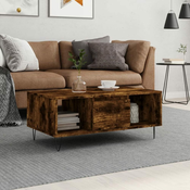 shumee Klubska mizica dimljeni hrast 90x50x36,5 cm inženirski les