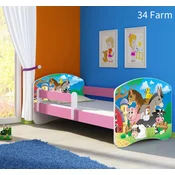 Djecji krevet ACMA s motivom, bocna roza 160x80 cm 34 Farm