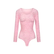 cfab Oblikovanje postave Bodysuit Sculpting Shapewear Longsleeve mit String roza