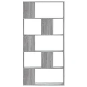 Vidaxl Knjižna omara 5-nadstropna siva sonoma 80,5x23,5x162,5 cm