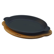 Oval Fajita pan, cast iron, with stand - LAVA