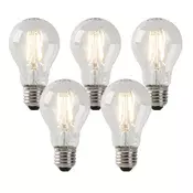 Set 5 LED žarnic E27 prozoren 3W 250lm 2200K