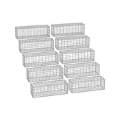 Songmics Gabionska košara 100x30x30 cm srebrna