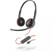 POLY Blackwire 3220 Slušalice Žičano Obruč za glavu Ured / pozivni centar USB Tip-C Crno, Crveno