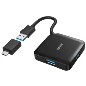 HAMA 4 port USB 3.2 Gen1 5 Gbit/s hub + USB-C adapter crno