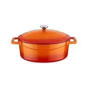 Oval saucepan, cast iron, 25 cm, Folk range, orange color - LAVA bra