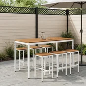 vidaXL Vrtni Bar Miza NAARDEN Naravna in bela 180 x 88,5 x 105 cm