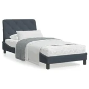 shumee vidaXL Posteljni okvir brez vzmetnice temno siv 80x200 cm žamet