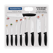 TRAMONTINA Set noževa Juego de cuchillos, Crni, 9 kom